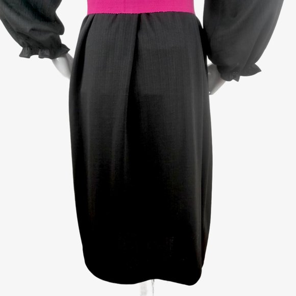 Vintage 1970s 80s Black Mexican Folk Dress Rainbow Smocking Cotton Gauze BOHO Br - Picture 10 of 16